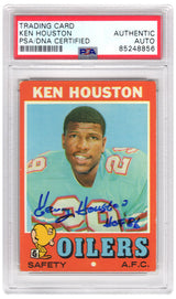 Ken Houston Signed Houston Oilers 1971 Topps Football Rookie Trading Card #113 - (PSA Encapsulated)