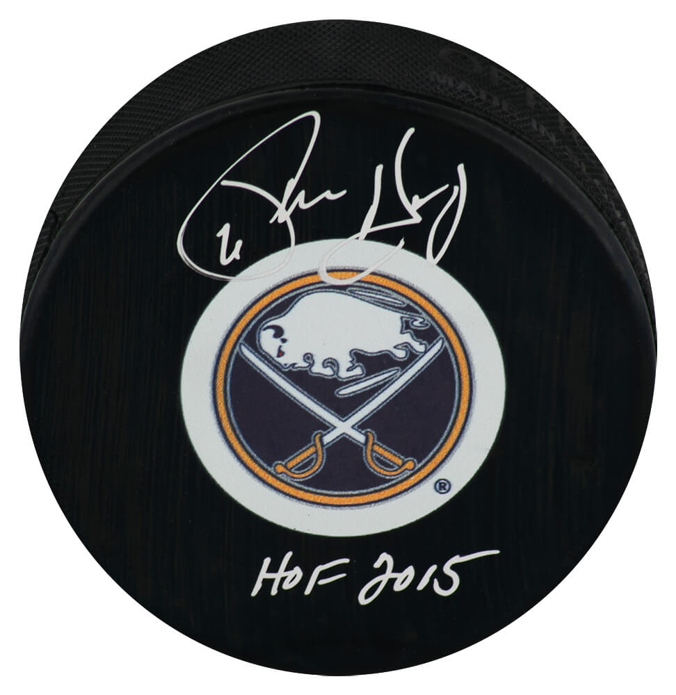 Phil Housley Signed Buffalo Sabres Medium Logo Hockey Puck w/HOF 2015