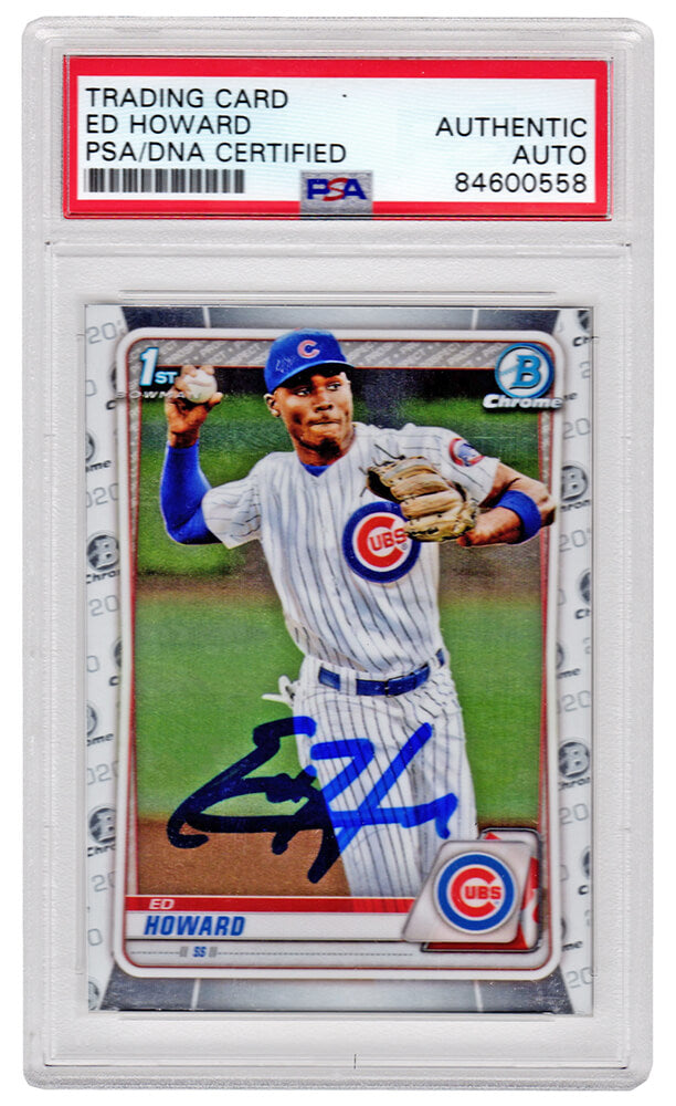 Ed Howard Signed Chicago Cubs 2020 Topps Bowman Chrome Baseball Rookie Card #BD-98 - (PSA/DNA Encapsulated)