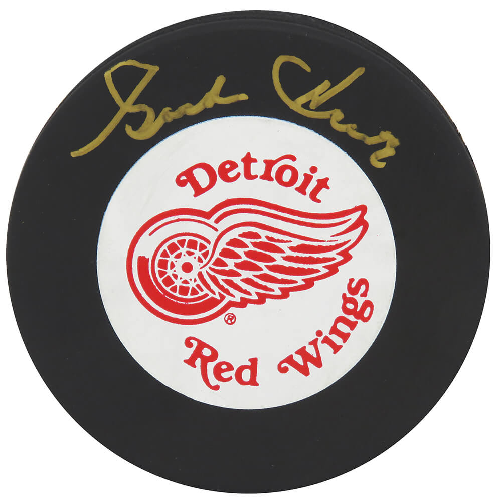 Gordie Howe Signed Detroit Red Wings Large Logo Hockey Puck (In Gold) - (JSA COA)