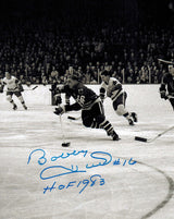 Bobby Hull Signed Blackhawks B&W 1961 Finals Action 8x10 Photo w/HOF 1983