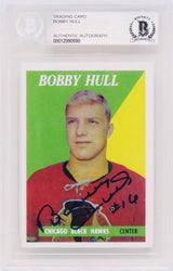 Bobby Hull Signed Chicago Blackawks Rookie Reprint Hockey Trading Card #66 (Beckett Encapsulated)