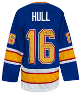 Brett Hull Signed Blue Custom Hockey Jersey w/HOF 2009