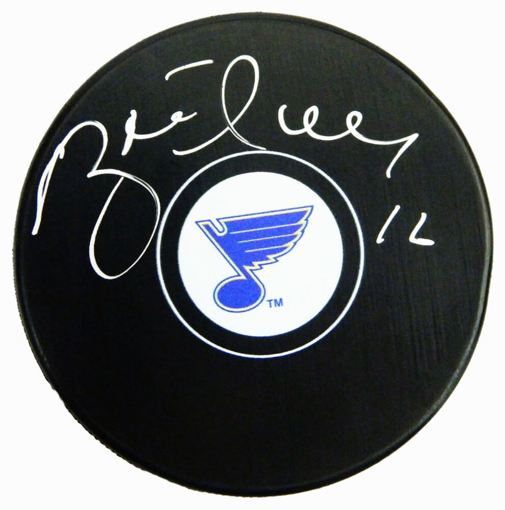 Brett Hull Signed St Louis Blues Logo Hockey Puck