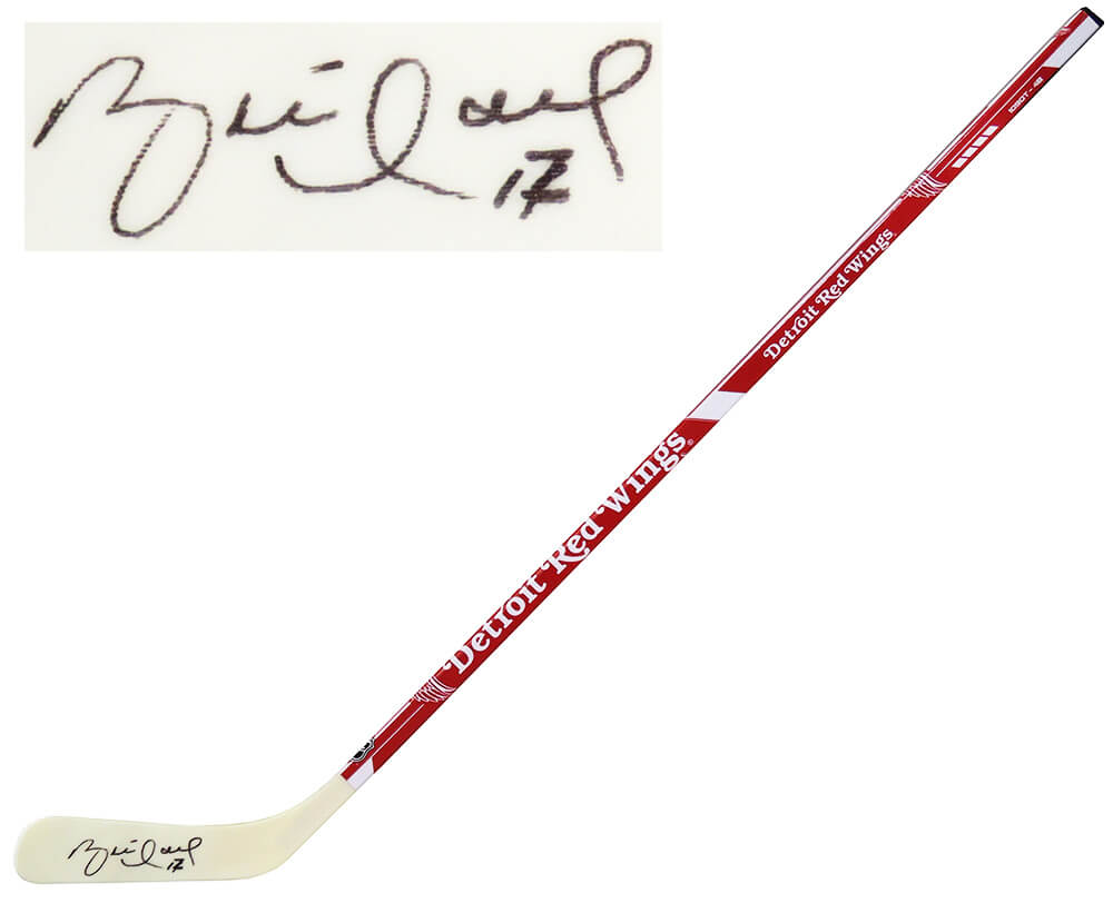 Brett Hull Signed Detroit Red Wings Logo 48 Inch Full Size Hockey Stick