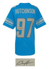 Aidan Hutchinson Signed Blue Custom Football Jersey
