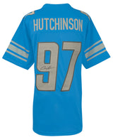 Aidan Hutchinson Signed Blue Custom Football Jersey