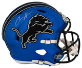 Aidan Hutchinson Signed Detroit Lions 2024 Alternate Blue Riddell Full Size Speed Replica Helmet