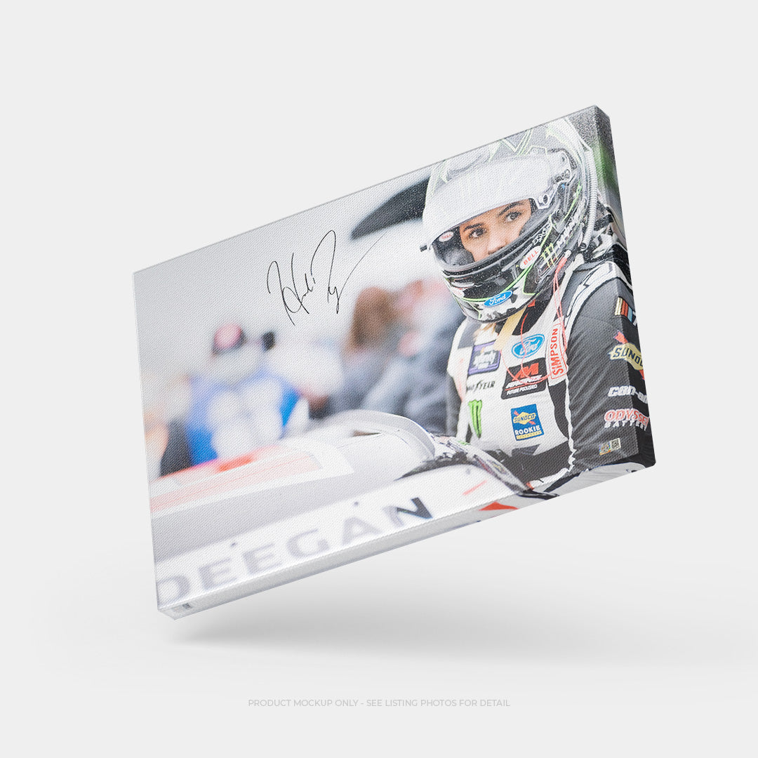 Hailie Deegan Signed 20x30 Klutch Vodka NASCAR Photo on Canvas (Deegan COA)