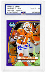Nico Iamaleava Signed 2024 Bowman Chrome (1st Bowman) Purple Refractor LE/399 Football Card #139 - (PSA - Auto Grade 10)