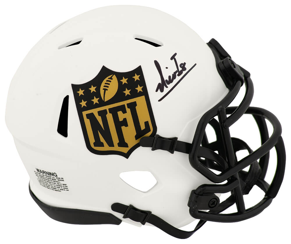 Nico Iamaleava Signed NFL Shield Logo LUNAR Riddell Speed Mini Helmet