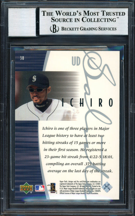 Ichiro Suzuki Autographed 2001 Upper Deck Rookie Update Rookie Card #38 Seattle Mariners Auto Grade 10 Beckett BAS #12490936