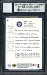 Ichiro Suzuki Autographed 2002 SP Authentic Card #12 Seattle Mariners Auto Grade 10 Beckett BAS #12491039