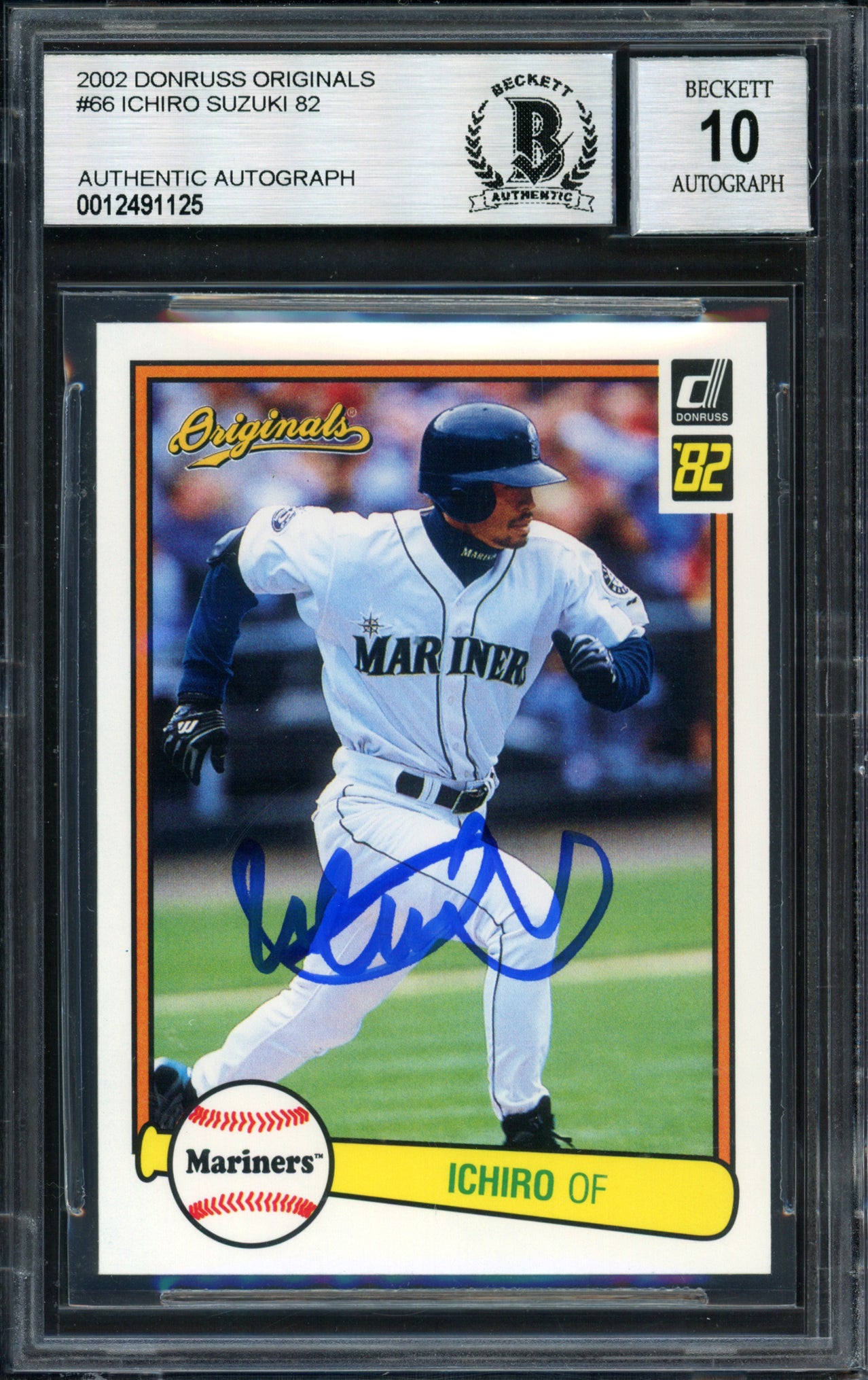 Ichiro Suzuki Autographed 2002 Donruss Originals Card #66 Seattle Mariners Auto Grade 10 Beckett BAS #12491125