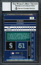 Ichiro Suzuki Autographed 2002 Playoff Absolute Card #128 Seattle Mariners Auto Grade 10 Beckett BAS #12491176