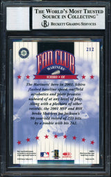 Ichiro Suzuki Autographed 2002 Donruss Fan Club Card #212 Seattle Mariners Auto Grade 10 Beckett BAS #12491182