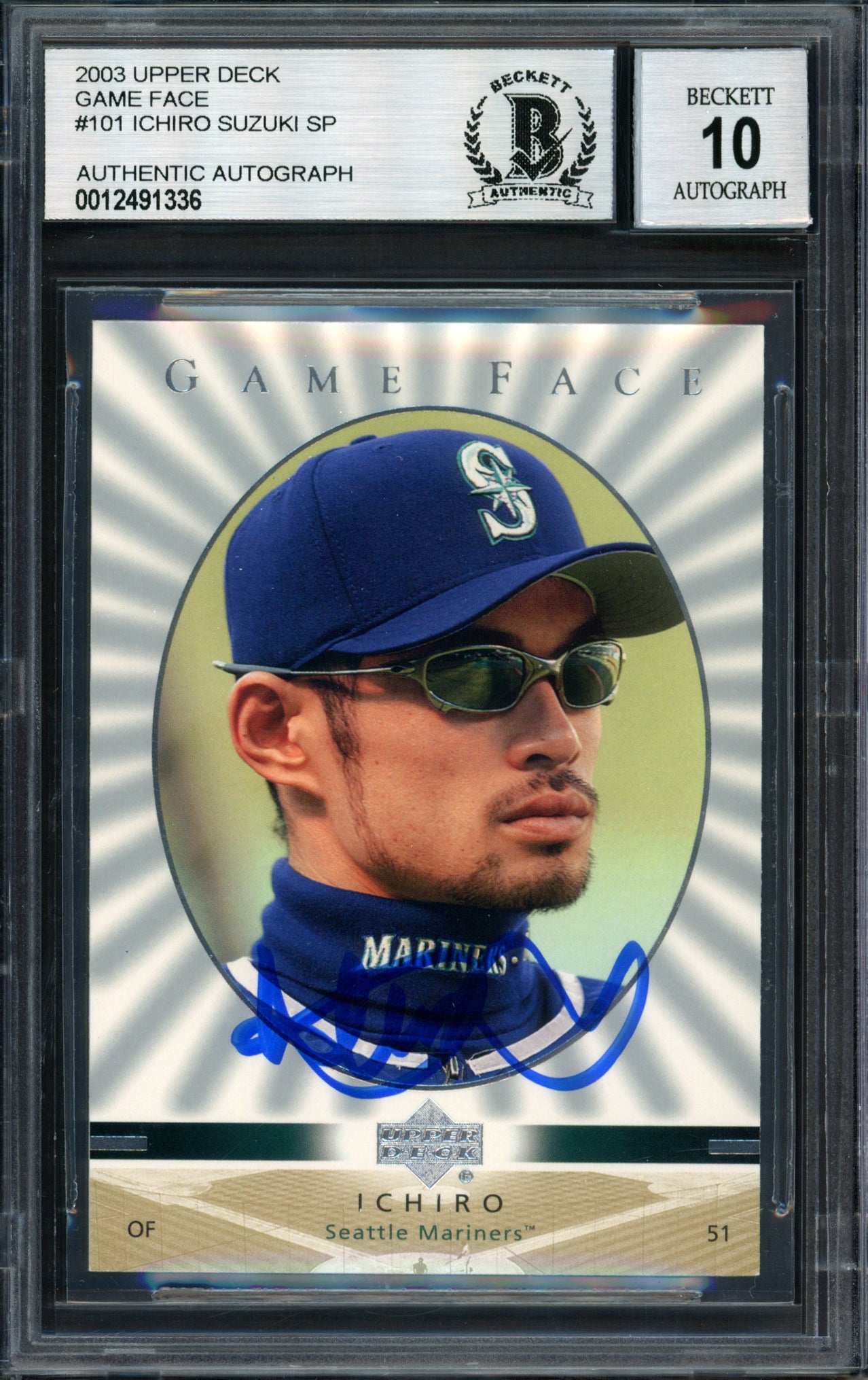 Ichiro Suzuki Autographed 2003 Upper Deck Game Face Card #101 Seattle Mariners Auto Grade 10 Beckett BAS #12491336