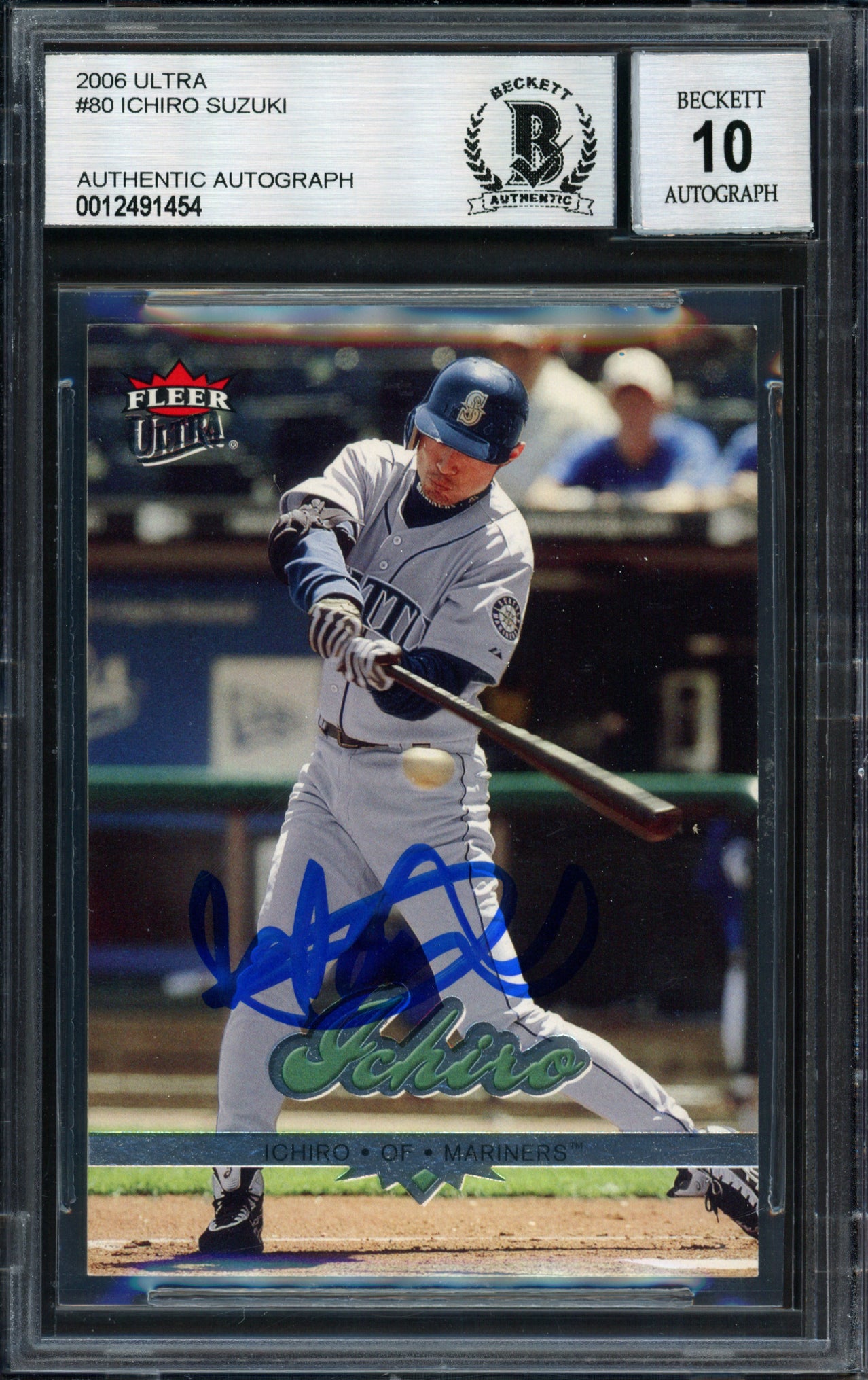 Ichiro Suzuki Autographed 2006 Fleer Ultra Card #80 Seattle Mariners Auto Grade 10 Beckett BAS #12491454
