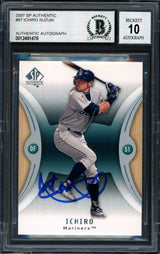 Ichiro Suzuki Autographed 2007 SP Authentic Card #87 Seattle Mariners Auto Grade 10 Beckett BAS #12491478