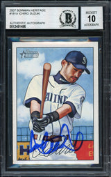 Ichiro Suzuki Autographed 2007 Bowman Heritage Card #181 Seattle Mariners Auto Grade 10 Beckett BAS #12491486