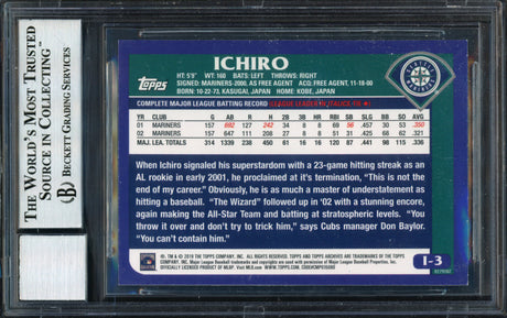 Ichiro Suzuki Autographed 2019 Topps Archives Retrospective Card #I-3 Seattle Mariners Auto Grade 10 Beckett BAS #12491512