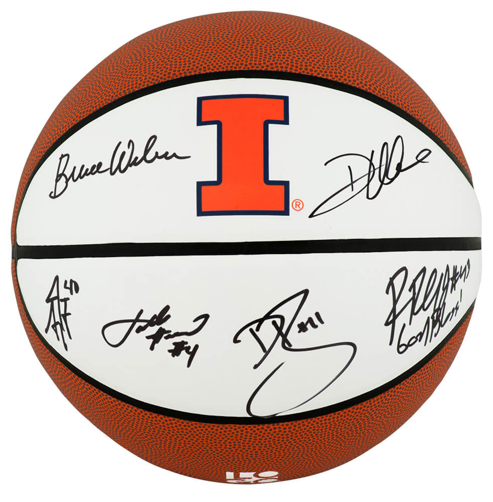 2005 Illinois Fighting Illini Team Signed Illinois Logo Brands Basketball w/6-Signatures