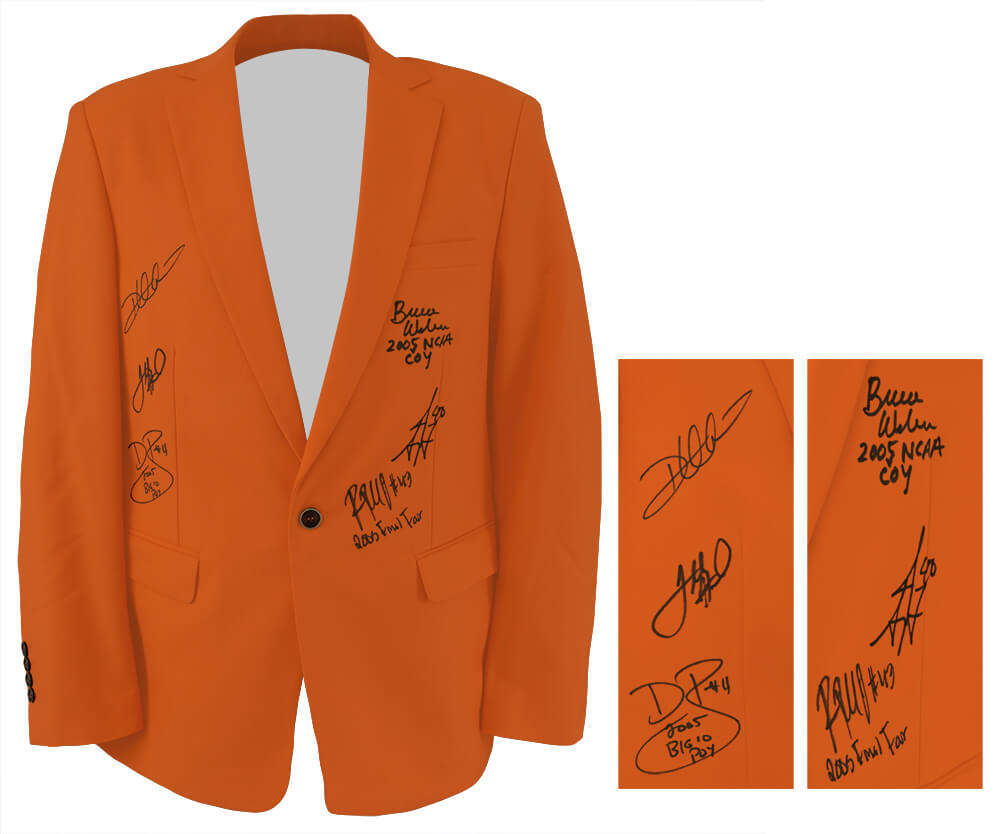 2005 Illinois Fighting Illini Team Signed Orange Blazer Sport Coat Jacket w/6 Signatures, 3 Inscriptions