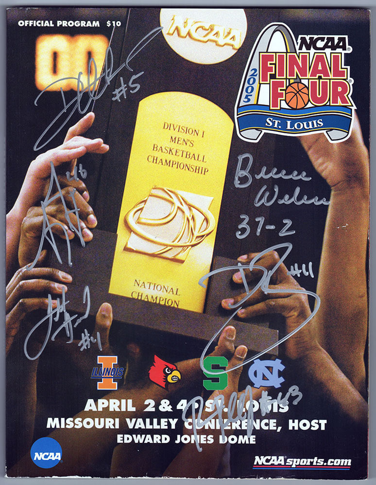 2005 Illinois Fighting Illini Team Signed 2005 NCAA Men's Basketball Tournament Final Four Program w/6 Signatures