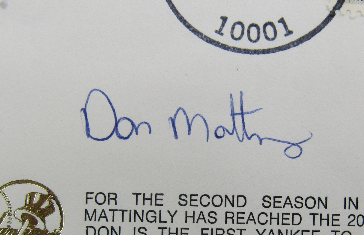 Don Mattingly Signed Cachet Auto Envelope JSA CS78652