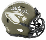Cardinals Kurt Warner Signed STS Speed Mini Helmet w/ White Sig w/ Case BAS Wit