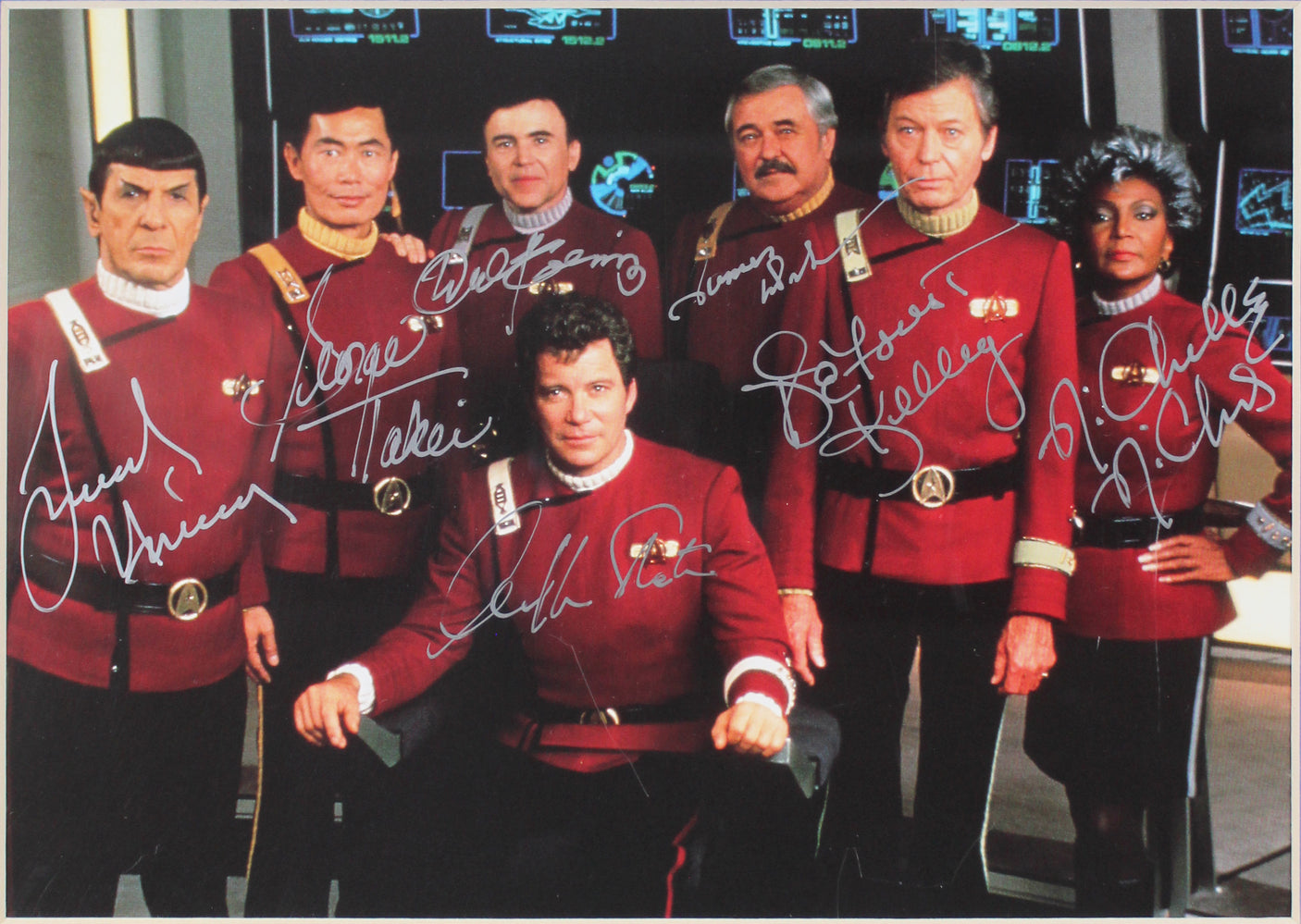 Star Trek (7) Shatner, Nimoy, Takei Signed Framed Photo LE 138/2500 BAS #AD38994