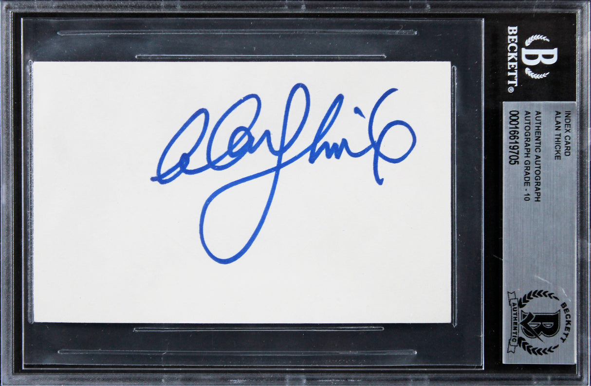 Alan Thicke Growing Pains Authentic Signed 3x5 Index Card Auto 10! BAS Slabbed