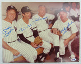 Mickey Mantle Joe DiMaggio Whitey Ford Billy Martin Signed Auto 11x14 Photo PSA/DNA LOA H54921