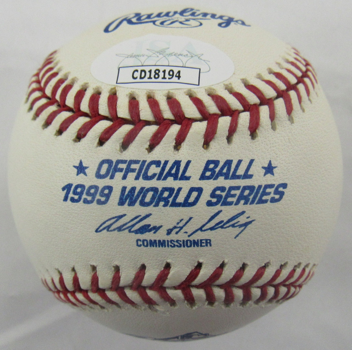 Jeff Nelson Signed Auto Rawlings 1999 World Series Baseball JSA CD18194