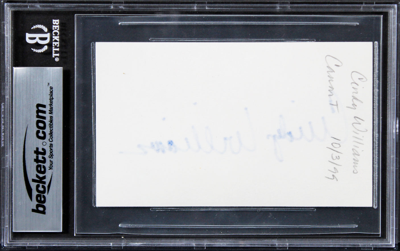 Cindy Williams Happy Days Authentic Signed 3x5 Index Card Auto 10! BAS Slabbed