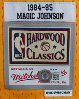 Lakers Magic Johnson Signed Purple Two-Tone M&N 84-85 HWC Swingman Jersey BAS W