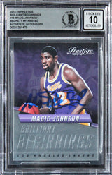 Magic Johnson Signed 2015 Prestige BB #13 Card Auto Graded 10! BAS Slabbed