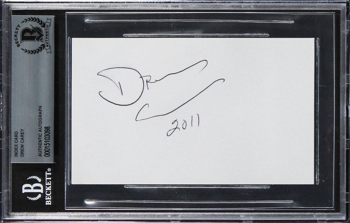 Drew Carey The Price Is Right "2011" Authentic Signed 3x5 Index Card BAS Slab 3