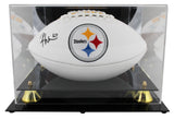 Steelers Roman Wilson Signed White Panel Logo Football W/ Case BAS Witnessed