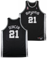 Spurs Tim Duncan 2001-02 Game Worn Nike +4" Extra Length Black Road Jersey