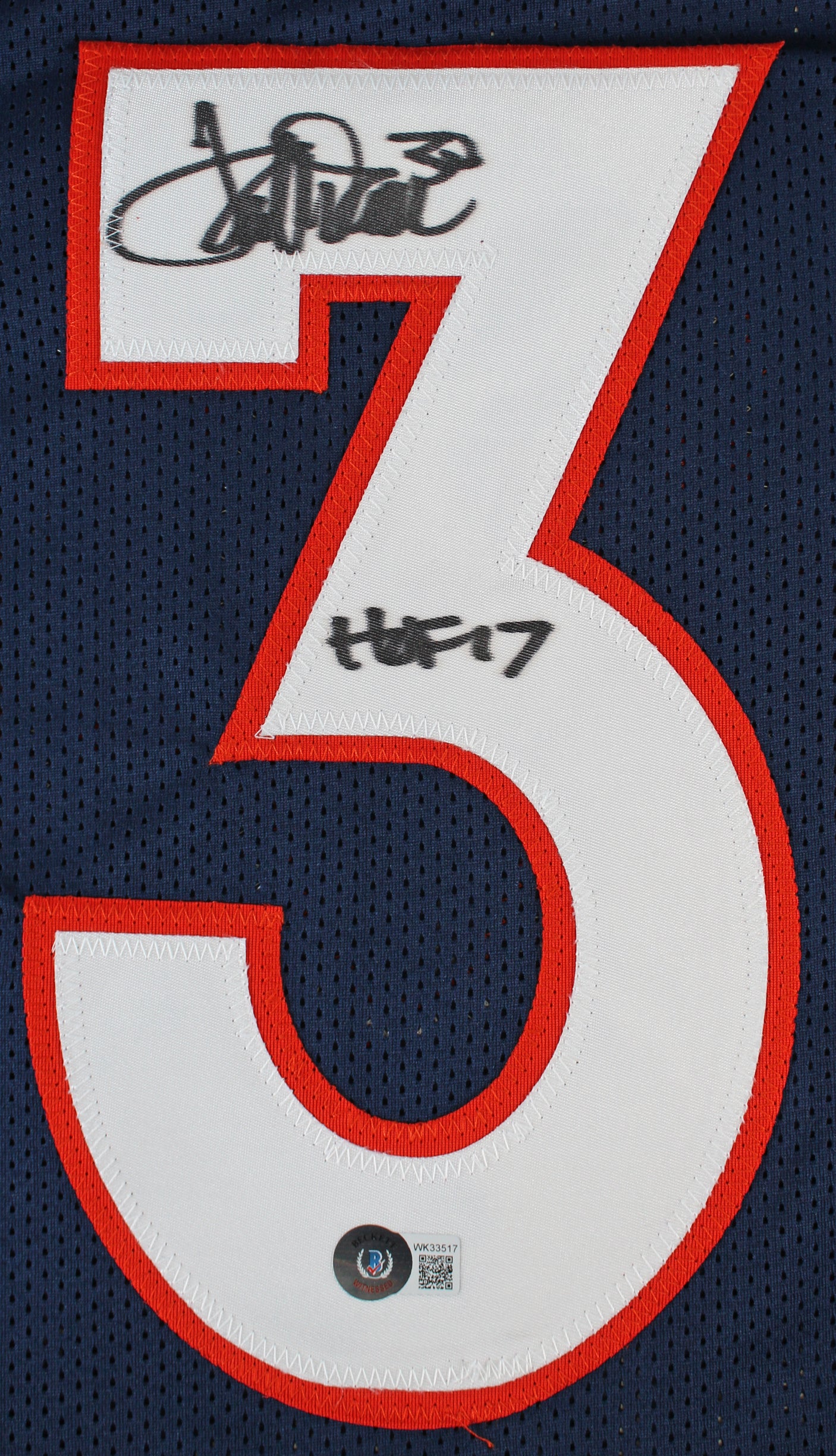 Terrell Davis HOF 17 Authentic Signed Navy Blue Pro Style Jersey Autographed BAS