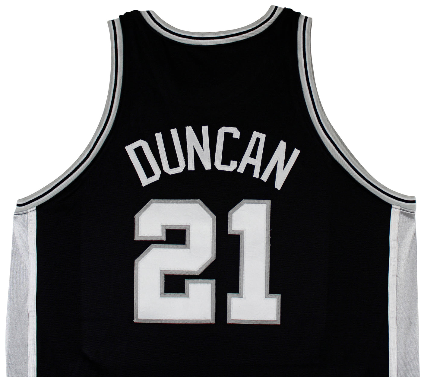 Spurs Tim Duncan 2001-02 Game Worn Nike +4" Extra Length Black Road Jersey