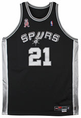 Spurs Tim Duncan 2001-02 Game Worn Nike +4" Extra Length Black Road Jersey