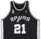 Spurs Tim Duncan 2001-02 Game Worn Nike +4" Extra Length Black Road Jersey