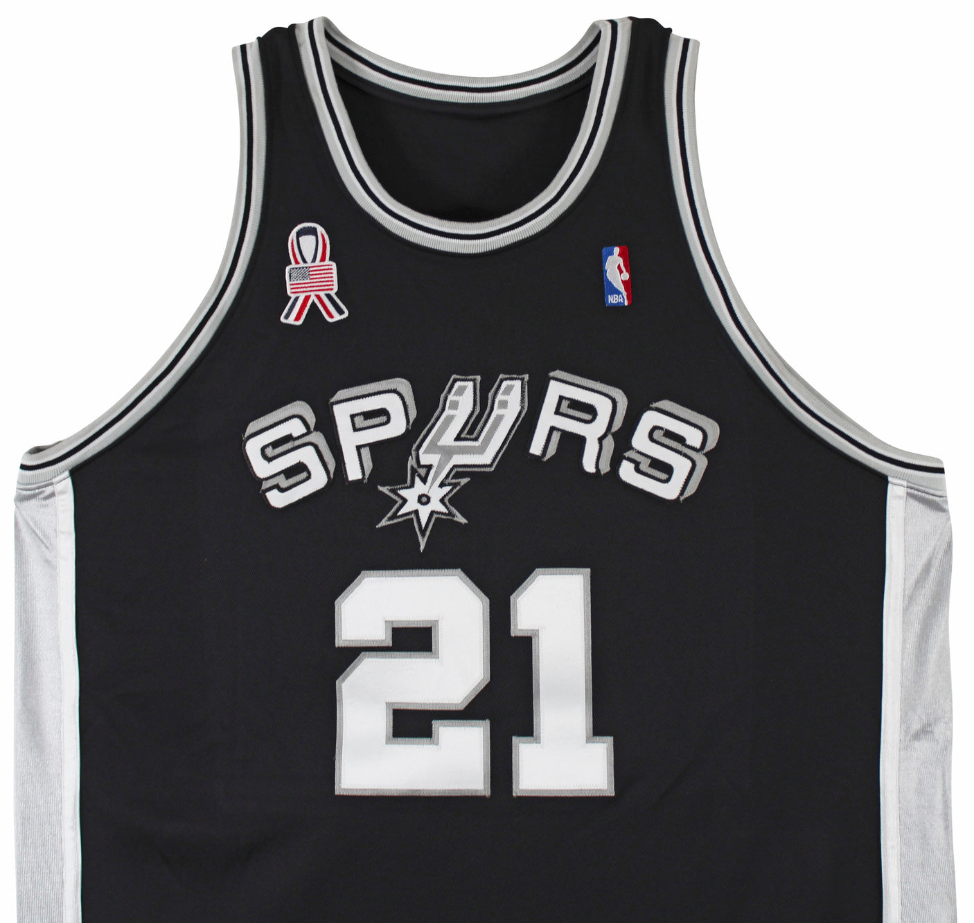 Spurs Tim Duncan 2001-02 Game Worn Nike +4" Extra Length Black Road Jersey