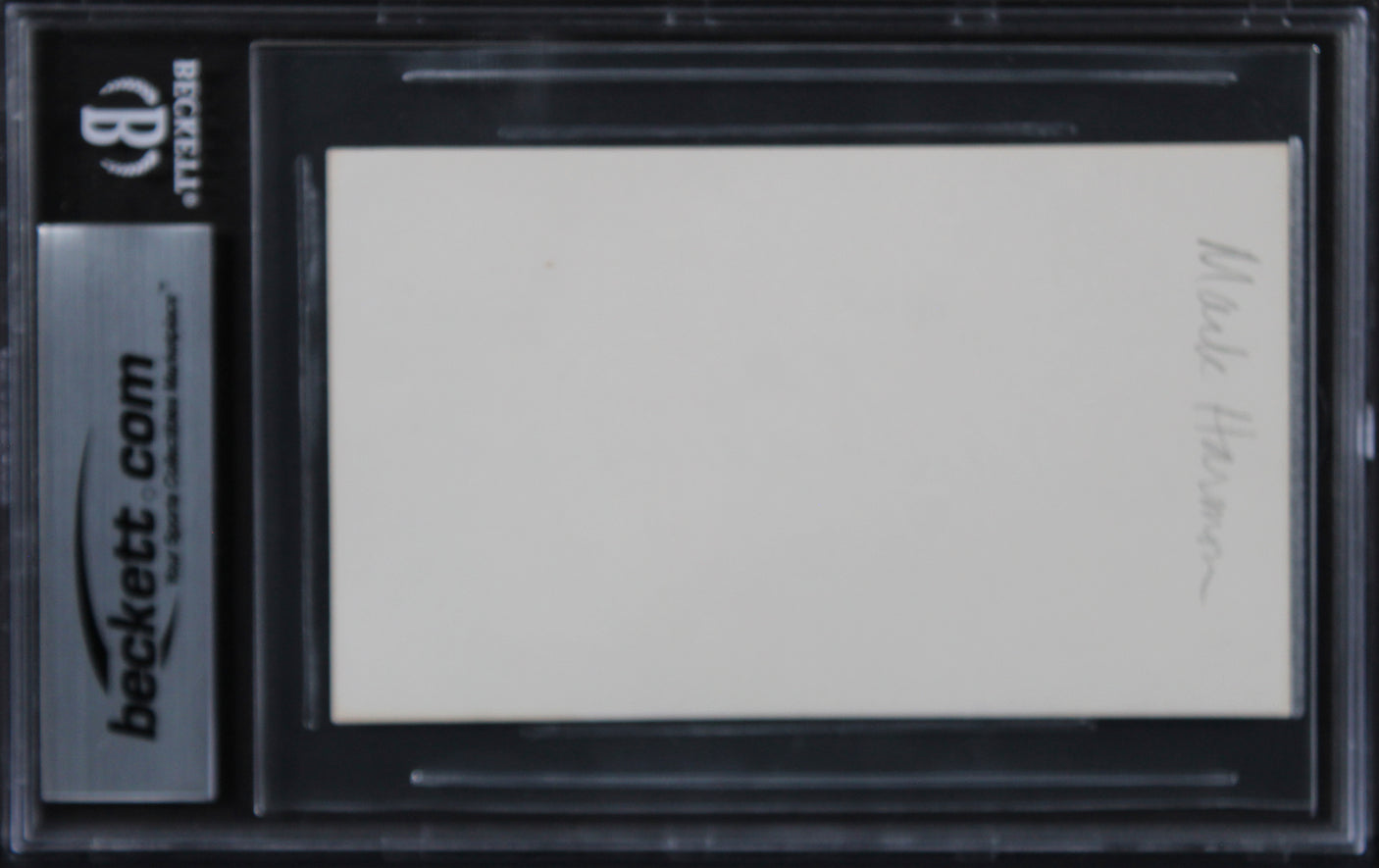 Mark Harmon NCIS Authentic Signed 3x5 Index Card w/ Black Signature BAS Slabbed