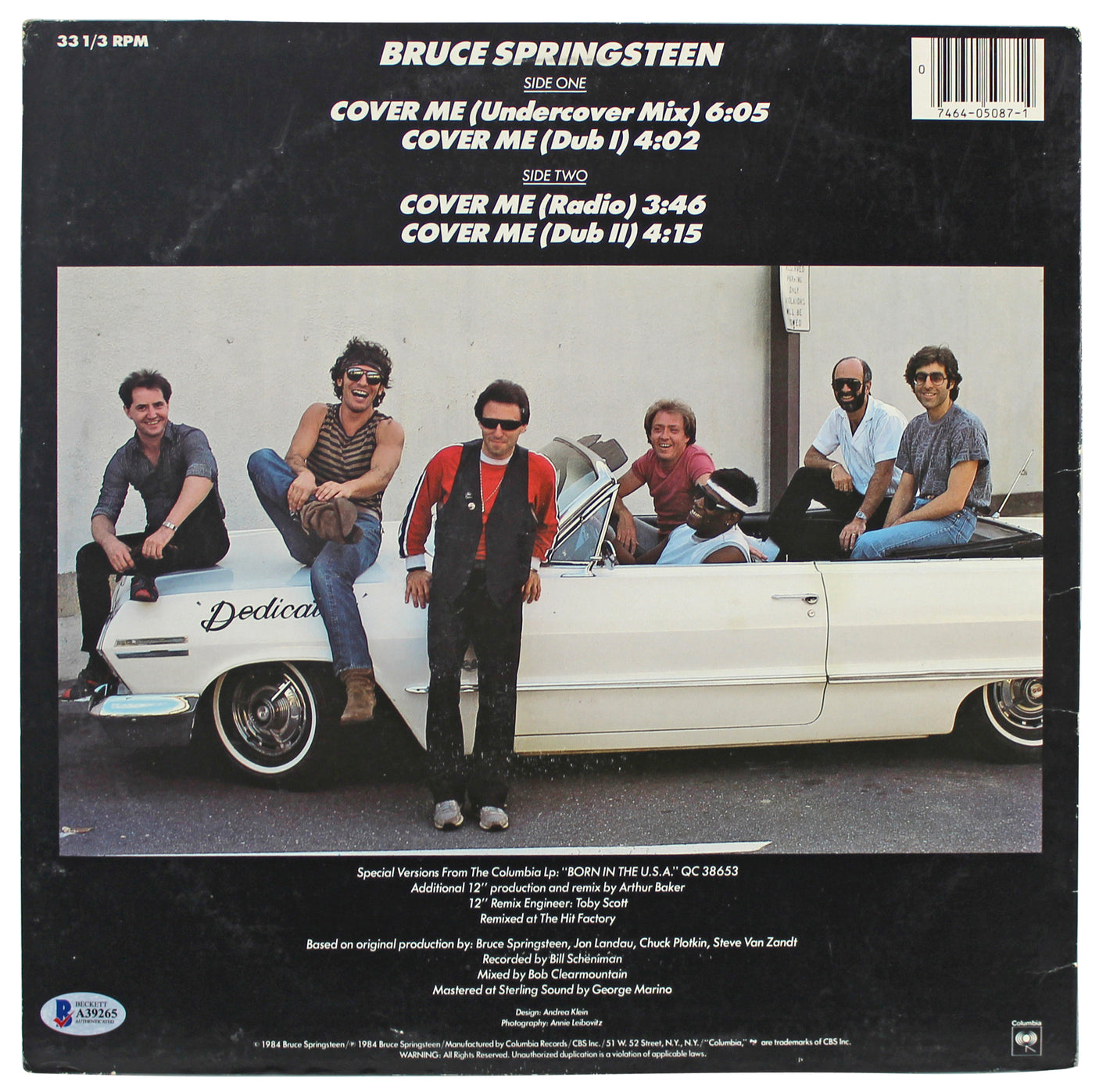 Bruce Springsteen Authentic Signed Cover Me Album Cover Autographed BAS #A39265