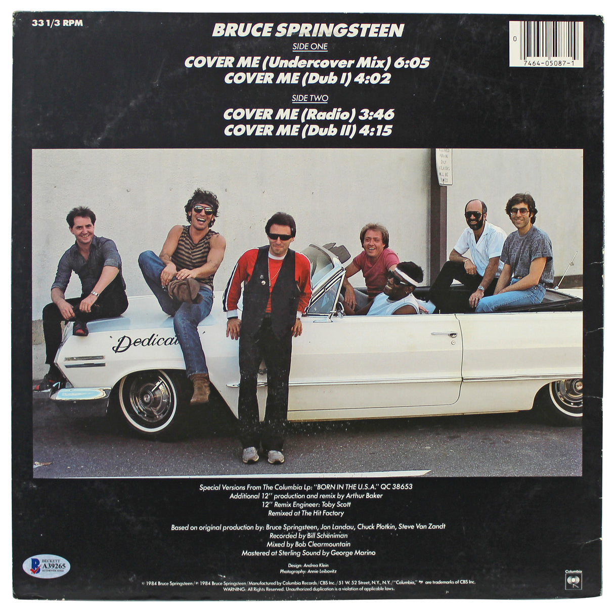 Bruce Springsteen Authentic Signed Cover Me Album Cover Autographed BAS #A39265