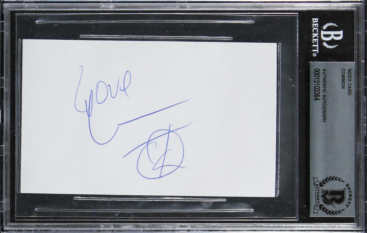 Common "Love" Authentic Signed 3x5 Index Card Autographed BAS Slabbed