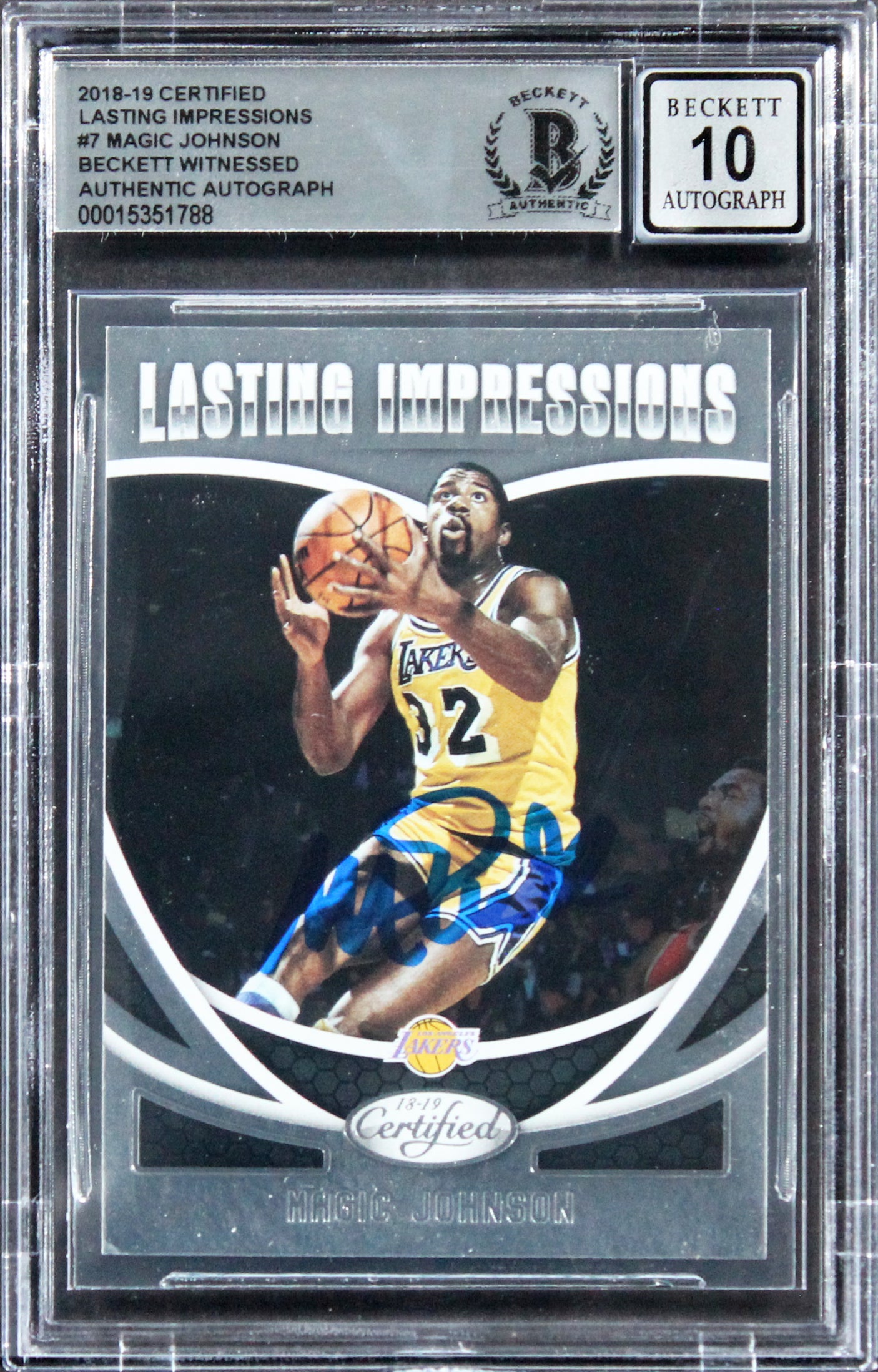 Lakers Magic Johnson Signed 2018 Certified LI #7 Card Auto 10! BAS Slabbed